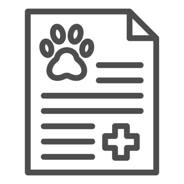 Icono de línea de registro médico para mascotas. Examen de salud animal forma ilustración vectorial aislado en blanco. El documento de examen de mascotas describe el diseño de estilo, diseñado para la web y la aplicación. Eps 10 . — Archivo Imágenes Vectoriales