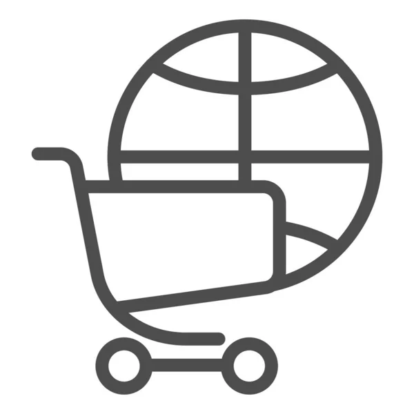 Globe s ikonou nákupního košíku. Globální trh vektorové ilustrace izolované na bílém. Návrhy stylů planet a vozíků, navržené pro web a aplikaci. Eps 10. — Stockový vektor