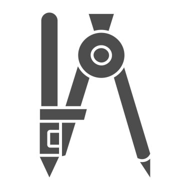 Katı pusula simgesi çizimi, okul veya mühendislik kırtasiye konsepti, beyaz arkaplanda bölme aracı işareti, mobil ve web için pusula sembolü ölçümü. Vektör grafikleri.