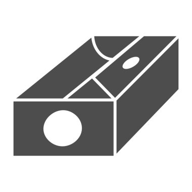 Keskinleştirici katı simge, kırtasiye konsepti, beyaz arkaplandaki kalem işaretini keskinleştirme aygıtı, mobil konsept ve web tasarımı için kalem açacağı sembolü. Vektör grafikleri.