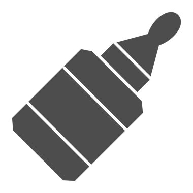 Yapıştırıcı katı ikonu, kırtasiye konsepti, beyaz arka planda tutkal şişesi vektör işareti, mobil konsept ve web tasarımı için glifli sembol içeren tüp. Vektör grafikleri.