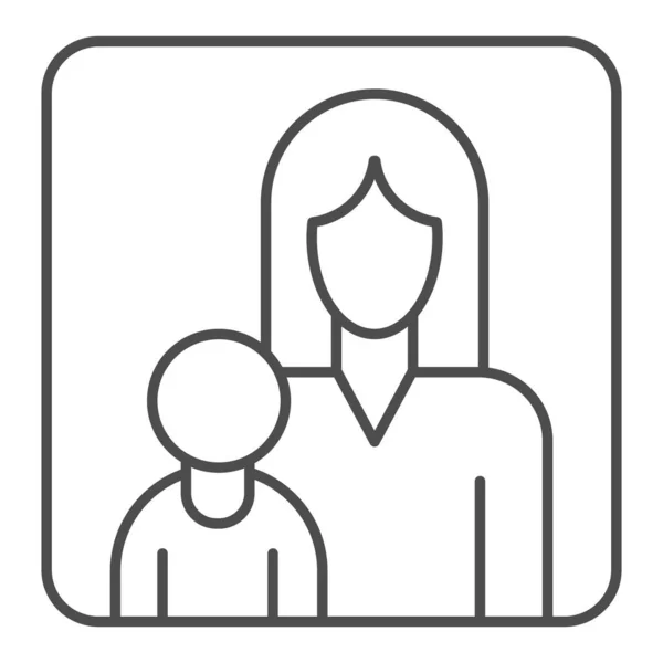 フレーム内の母と子の細い線のアイコン、母親の概念、母と白の背景に彼女の赤ちゃんのサイン、モバイルとウェブデザインのアウトラインスタイルで子供と親のアイコン。ベクトルグラフィックス. — ストックベクタ