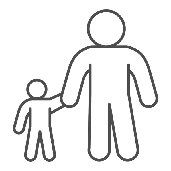 Otec a syn tenká čára ikona, 1. června koncepce dne ochrany dětí, Rodič a dítě podepsat na bílém pozadí, Táta s ikonou dítěte v obrysu stylu mobilní a web design. Vektorová grafika. — Stockový vektor