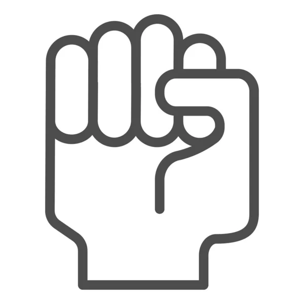 Punho para cima ícone de linha. Ilustração levantada do vetor do punho isolado no branco. mão poder gesto esboço estilo design, projetado para web e app. Eps 10 . — Vetor de Stock