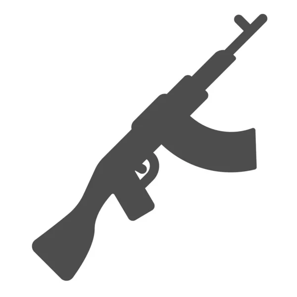 Kalashnikov machine gun solid icon. Ak47 vector illustration isolated on white. Weapon glyph style design, designed for web and app. Eps 10. — Stock Vector