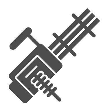 Çoklu makineli tüfek katı ikonu. Otomatik silah vektör çizimi beyaza izole edildi. Silah kabartma tasarımı, ağ ve uygulama için tasarlanmış. Eps 10.