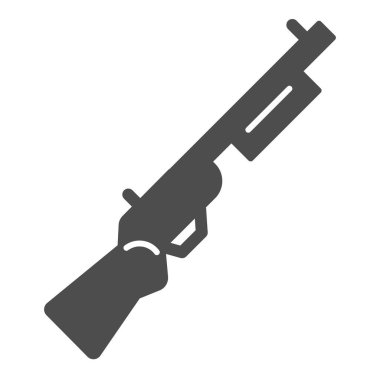 Tüfek gibi sağlam bir ikon. Ateşli silah vektör çizimi beyaza izole edildi. Silah kabartma tasarımı, ağ ve uygulama için tasarlanmış. Eps 10.