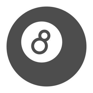 Bilardo topu gibi sağlam bir ikon. Beyaz üzerine izole edilmiş bilardo topu vektör çizimi. Oyun kabartma tasarımı, web ve uygulama için tasarlandı. Eps 10.