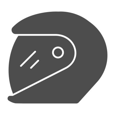 Yarış kaskı katı bir ikon. Motosiklet kaskı çizimi beyaza izole edildi. Motosiklet kaskı kabartma tasarımı, web ve uygulama için tasarlanmış. Eps 10.