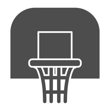 Basketbol potası simgesi. Basketbol halkası çizimi beyaza izole edilmiş. Basketbol ağı kabartma tasarımı, web ve uygulama için tasarlandı. Eps 10.