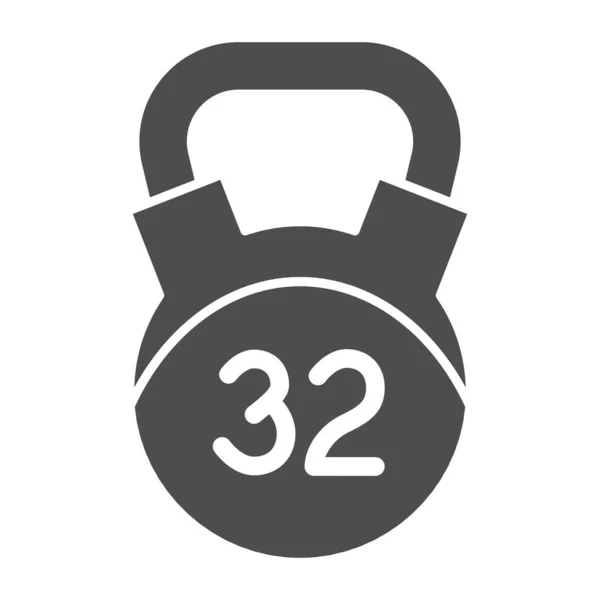 32 kg pevná ikona. Kettlebell vektorové ilustrace izolované na bílém. Design stylu Dumbbell glyph, určený pro web a aplikaci. Eps 10. — Stockový vektor