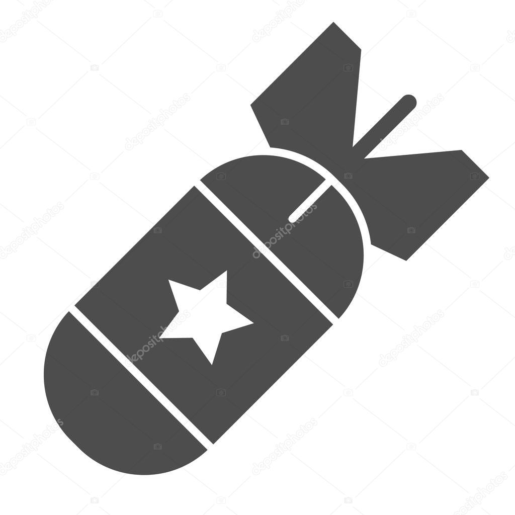 Air bomb solid icon. Nuclear bomb vector illustration isolated on white. Missile glyph style design, designed for web and app. Eps 10.