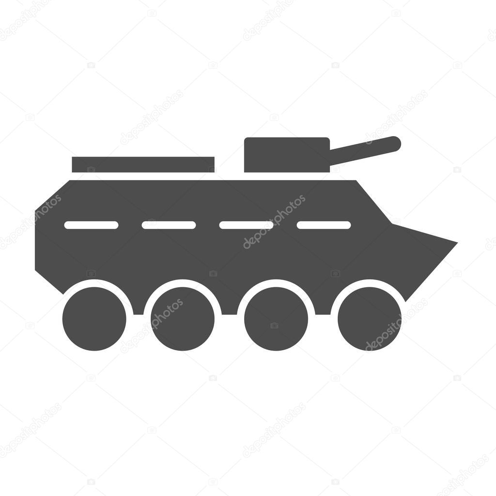 Btr solid icon. Amphibious vehicle vector illustration isolated on white. Armored vehicle glyph style design, designed for web and app. Eps 10