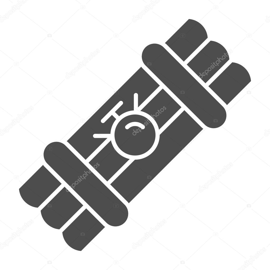 Dynamite bomb solid icon. Countdown bomb vector illustration isolated on white. Explosive glyph style design, designed for web and app. Eps 10.