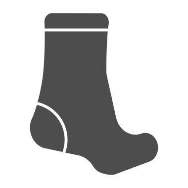 Sock katı ikonu. Tekstil kıyafet vektör çizimi beyaza izole edildi. Çorap kabartma tasarımı, web ve uygulama için tasarlanmış. Eps 10.