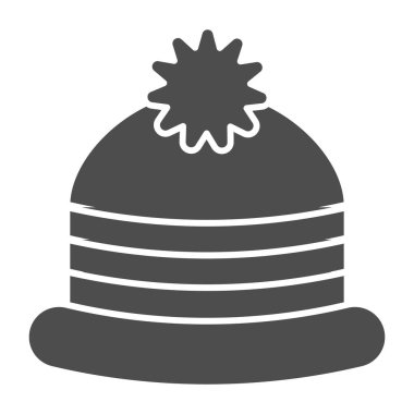 Kış şapkası simgesi. Kış başlığı çizimi beyaza izole edildi. Sıcak başlık kabartma tasarımı, web ve uygulama için tasarlanmış. Eps 10.