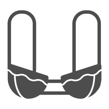 Sütyen katı bir ikon. Bayan sutyen vektör çizimi beyaza izole edilmiş. Kadın iç kaplama tasarımı, web ve uygulama için tasarlanmış. Eps 10.