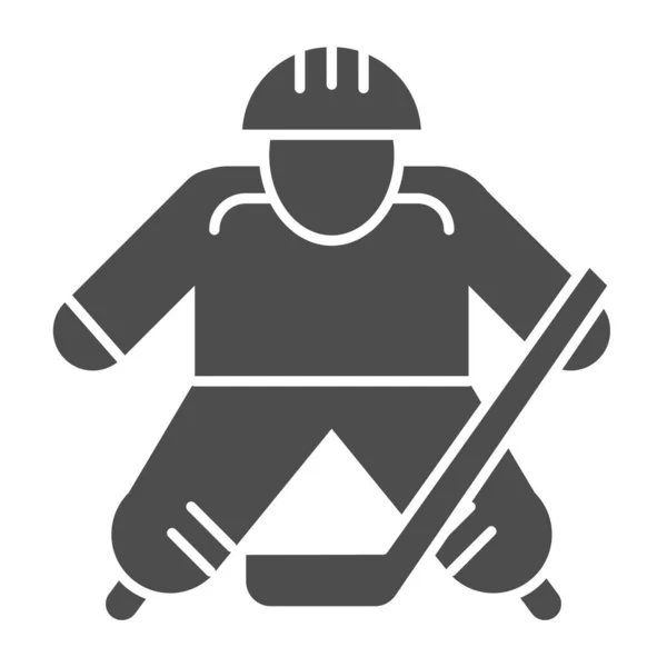 Hokey speler solide pictogram. IJshockeyspeler vector illustratie geïsoleerd op wit. Sportman glyph stijl ontwerp, ontworpen voor web en app. Eps 10. — Stockvector