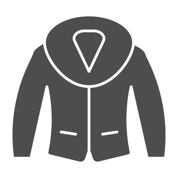 Kürk katı ikonlu ceket. Kışlık giysi çizimi beyaza izole edildi. Giyim tarzı kabartma tasarımı, web ve uygulama için tasarlanmış. Eps 10. — Stok Vektör