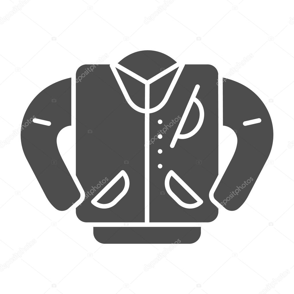 Letterman jacket solid icon. High school jacket vector illustration isolated on white. Uniform glyph style design, designed for web and app. Eps 10.