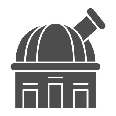 Gözlemevi katı simgesi. Teleskop vektör çizimi beyaza izole edildi. Astronomi kabartma tasarımı, web ve uygulama için tasarlandı. Eps 10.