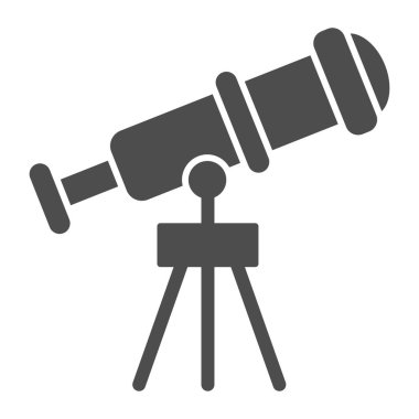 Teleskop sağlam bir simge. Spyglass vektör çizimi beyaza izole edildi. Oküler kabartma tasarımı, ağ ve uygulama için tasarlanmış. Eps 10.