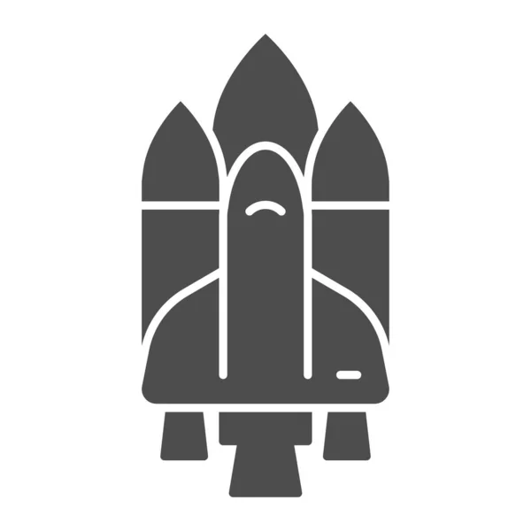 Ícone sólido da nave auxiliar. Ilustração vetorial de foguete isolado em branco. Design de estilo glifo de nave espacial, projetado para web e aplicativo. Eps 10 . — Vetor de Stock