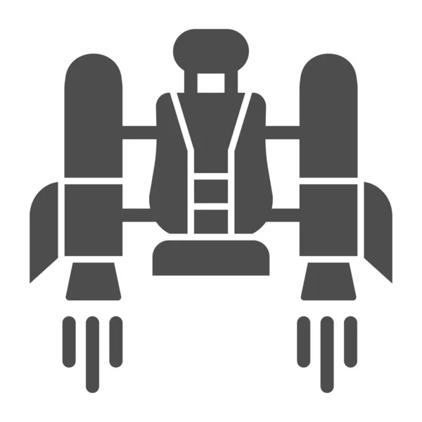 Ícone sólido do Jetpack. Jetpack com uma ilustração vetorial de cadeira isolada em branco. Projeto de estilo de glifo de tecnologia futura, projetado para web e aplicativo. Eps 10 . — Vetor de Stock