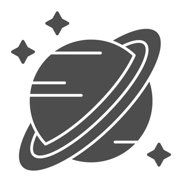 Icoana solidă Saturn. Ilustrație vectorială planetară izolată pe alb. Saturn inele stil glif design, proiectat pentru web și aplicație. Eps 10 . — Vector de stoc