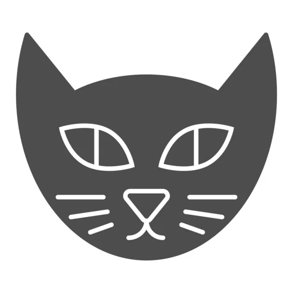 Kočičí tvář pevná ikona. Zvířecí vektorová ilustrace izolovaná na bílém. Design zvířecího glyfu, určený pro web a aplikaci. Eps 10. — Stockový vektor