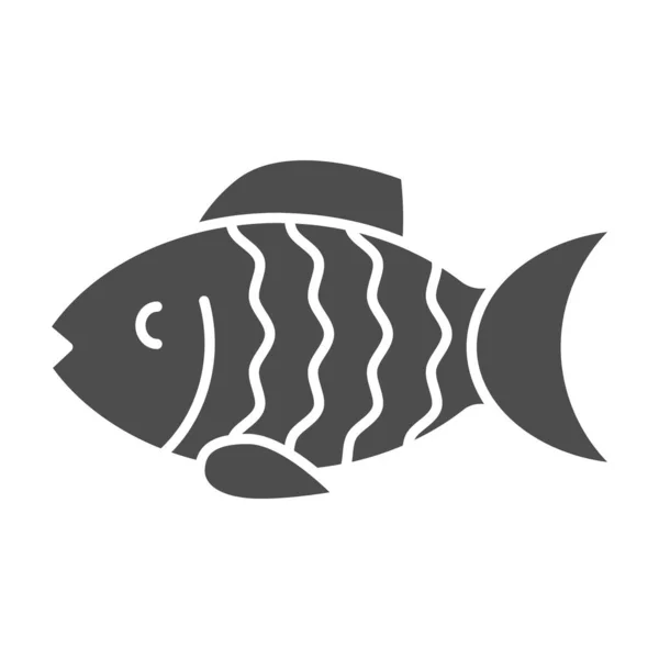 Icône solide poisson. Illustration vectorielle aquatique isolée sur blanc. Design de style glyphe animal, conçu pour le web et l'application. Eps 10 . — Image vectorielle