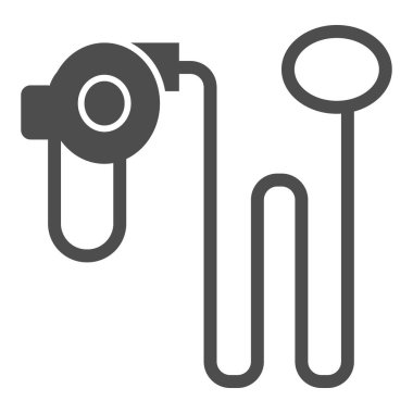 Otomatik tasma rulet katı simgesi. Rulet ve tasma vektör çizimi beyaza izole edilmiş. Evcil hayvan aksesuarı kabartma tasarımı, web ve uygulama için tasarlandı. Eps 10.