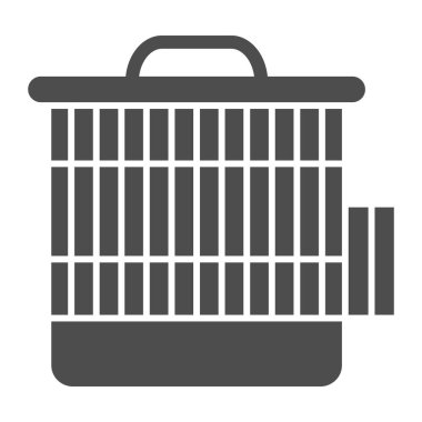 Humster 'lar için kafes. Katı bir ikon. Hayvan kafesi çizimi beyaza izole edildi. Evcil hayvan aksesuarı kabartma tasarımı, web ve uygulama için tasarlandı. Eps 10.