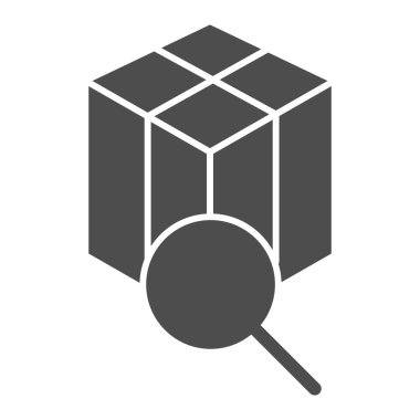 Paket sağlam bir simge takip ediyor. Kutu ve büyüteç vektör çizimi beyaza izole edildi. Web ve uygulama için tasarlanmış parsel kabartma tasarımı ara. Eps 10.