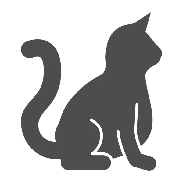 Solidna ikona kota. Ilustracja wektora zwierzęcia izolowana na białym. Konstrukcja w stylu Kitty glyph, przeznaczona do tworzenia stron internetowych i aplikacji. Eps 10. — Wektor stockowy
