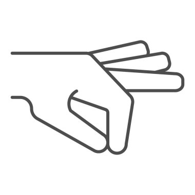 El hareketi ince çizgi ikonu. Beyaz üzerine izole edilmiş hareket vektör illüstrasyonunda kol. Web ve uygulama için tasarlanmış insan el çizgisi tasarımı. Eps 10.