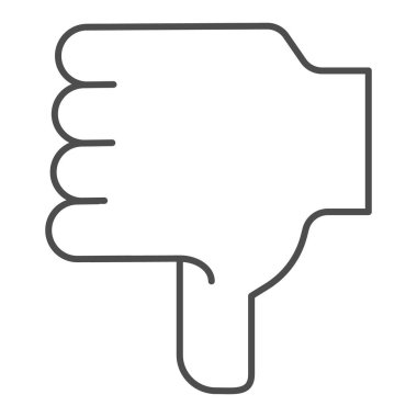 El ince çizgi ikonundan nefret ediyorum. Beyaz üzerinde izole edilmiş vektör çizimi. Web ve uygulama için tasarlanmış el hareketi tasarımı tarzının aksine. Eps 10.
