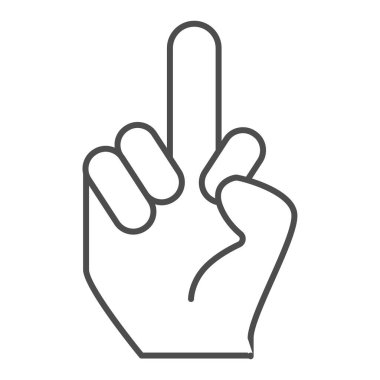 Middle finger sign thin line icon. Hand gesture vector illustration isolated on white. Fuck you symbol outline style design, designed for web and app. Eps 10.
