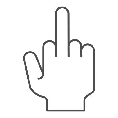 Fuck you hand thin line icon. Middle finger up gesture vector illustration isolated on white. Obscene gesture outline style design, designed for web and app. Eps 10.