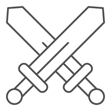 Kılıçlar ince çizgi ikonu. Bıçaklar vektör illüstrasyonunu beyaza izole etti. Silah tasarımı, web ve uygulama için tasarlanmış. Eps 10.