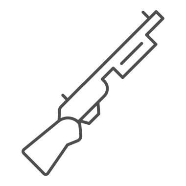 Ön koltuk ince çizgi ikonu. Ateşli silah vektör çizimi beyaza izole edildi. Silah tasarımı, web ve uygulama için tasarlanmış. Eps 10.