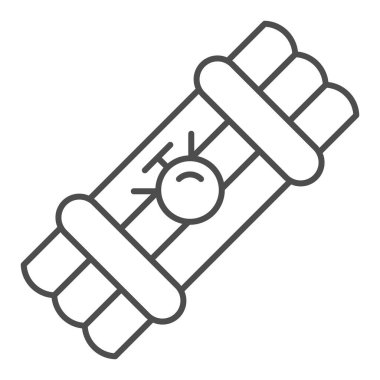 Dinamit bombası ince çizgi ikonu. Geri sayım bomba vektör çizimi beyaza izole edildi. Web ve uygulama için tasarlanmış patlayıcı tasarım tasarımı. Eps 10.