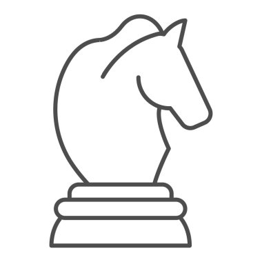 At satrancı ince çizgi ikonu. Satranç oyunu vektör illüstrasyonu beyazda izole edildi. İnternet ve uygulama için tasarlanmış spor tasarımı. Eps 10.