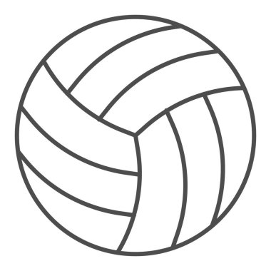 Voleybol, ince çizgi ikonu. Spor ekipmanları vektör illüstrasyonu beyaza izole edildi. Oyun taslağı tasarımı, web ve uygulama için tasarlandı. Eps 10.