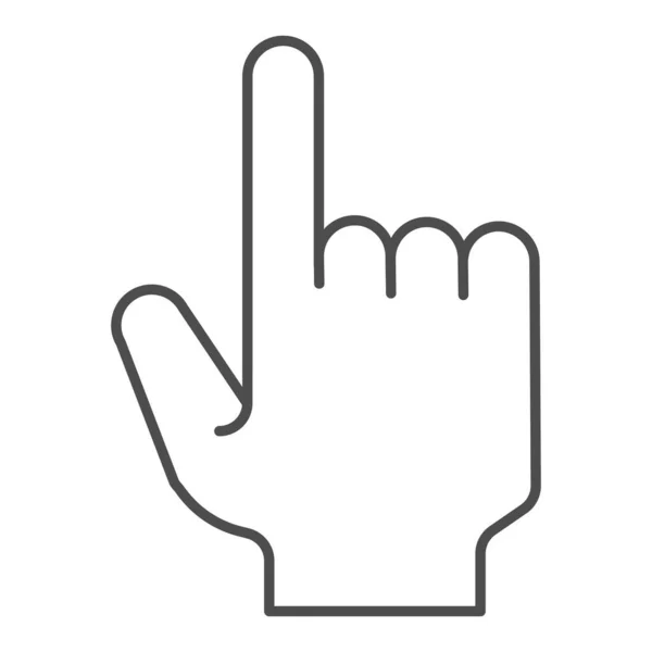 Wijzende hand dunne lijn pictogram. Wijzende vinger vector illustratie geïsoleerd op wit. Klik op outline style design, ontworpen voor web en app. Eps 10. — Stockvector