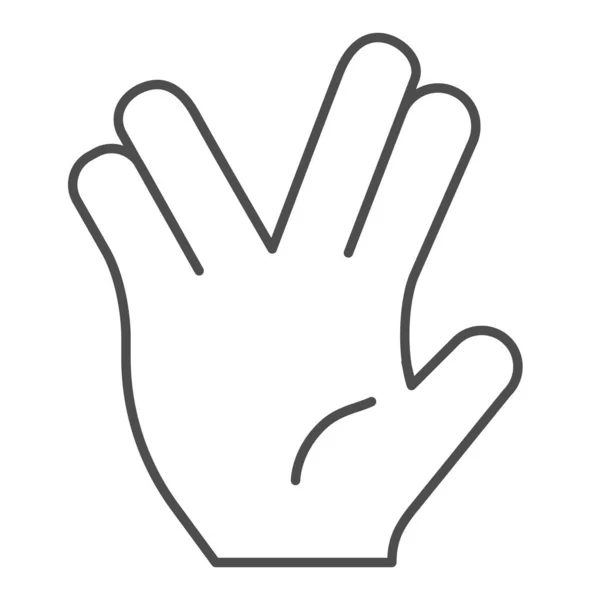 Two fingers divide gesture thin line icon. Hand with middle fingers separate vector illustration isolated on white. Hand gesture outline style design, designed for web and app. Eps 10. — Stock Vector