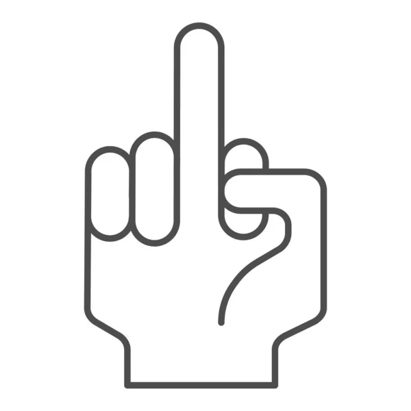 Fuck off sign thin line icon. Hand gesture vector illustration isolated on white. Middle finger raised symbol outline style design, designed for web and app. Eps 10. — Stock Vector