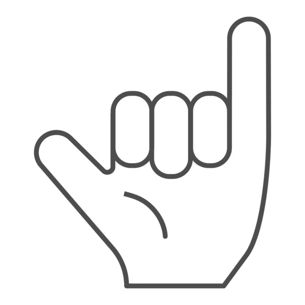 Hang loose gesture thin line icon. Shaka vector illustration isolated on white. Hand gesture outline style design, designed for web and app. Eps 10. — Stock Vector