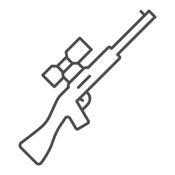 狙撃銃の細い線のアイコン。銃のベクトル図は白で隔離。Webやアプリ用に設計された武器アウトラインスタイルのデザイン。Eps 10. — ストックベクタ