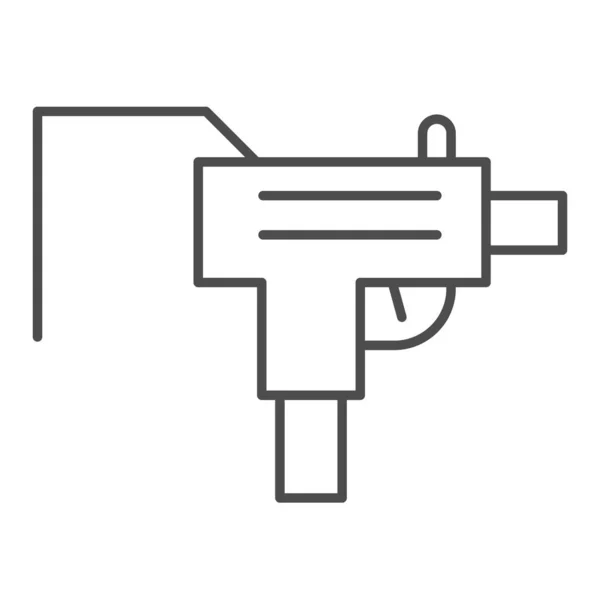 Máquina UZI icono de línea delgada. Ilustración vectorial de armas aislada en blanco. Diseño de estilo de bosquejo de pistola, diseñado para web y aplicación. Eps 10 . — Vector de stock